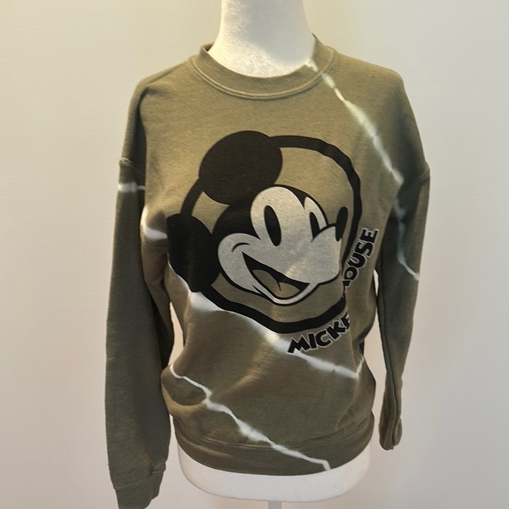 DISNEY Mickey Mouse Olive Green Sweater SZ XS